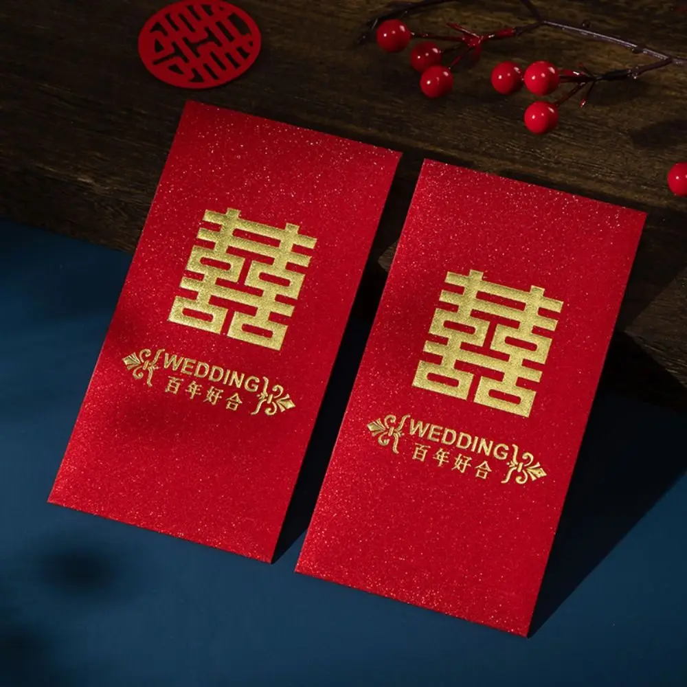 Hongbao Chinese Style Wedding Red Envelope Gold Stamping Red Luck Money Envelopes Large Size Lucky Money Pocket Wedding Party