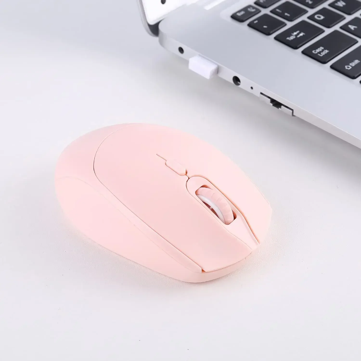 Ratón inalámbrico 2,4G con receptor USB, Mouse de ordenador portátil para PC, tableta, portátil (rosa)