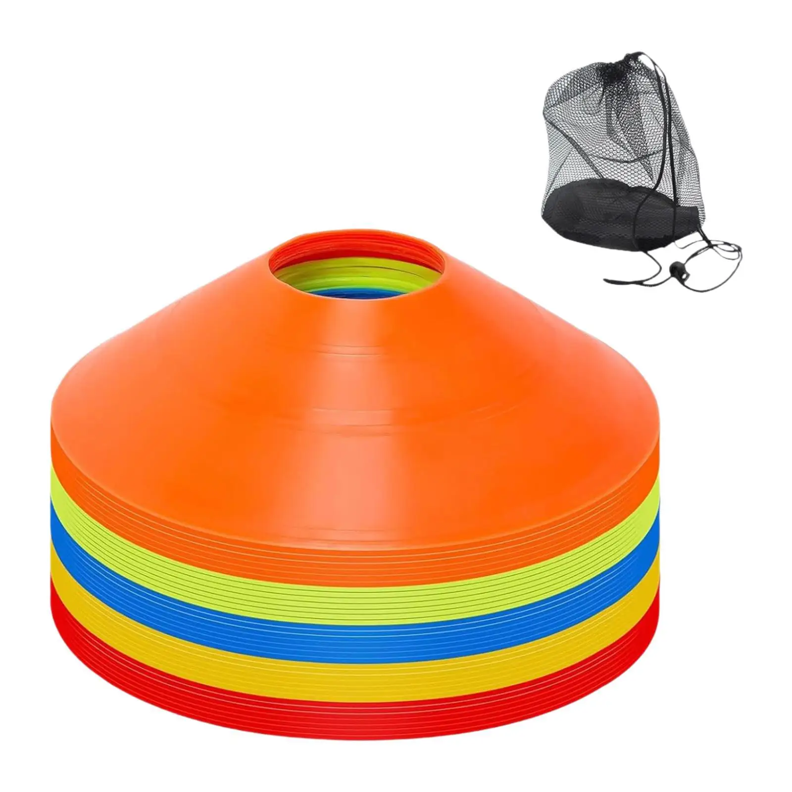 Kerucut Sepak Bola Ketangkasan, Kerucut Cakram, Ringan, Peralatan Latihan Kokoh Kerucut Olahraga dengan Tas Penyimpanan untuk Sepak Bola Basket