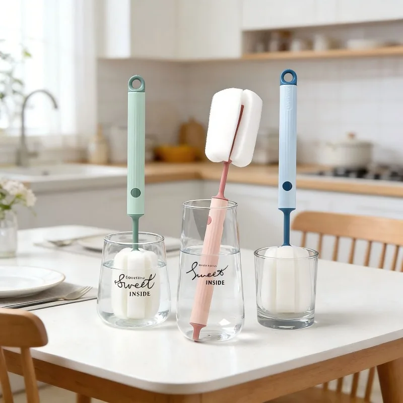 vvocci 360Degree Rotation Baby Pacifier Cup Nipple Silicone Bottle Brush Handheld Soft Head Food Grade Watering Cleaning Brushes