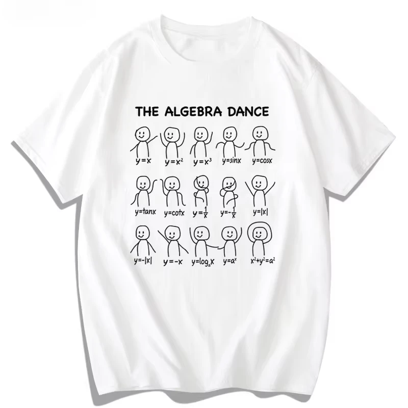Algebraic Quadratic Equations Trigonometric Functions Fun Math Dance T-shirt Summer Trend Short Sleeve Unisex Cotton Tee