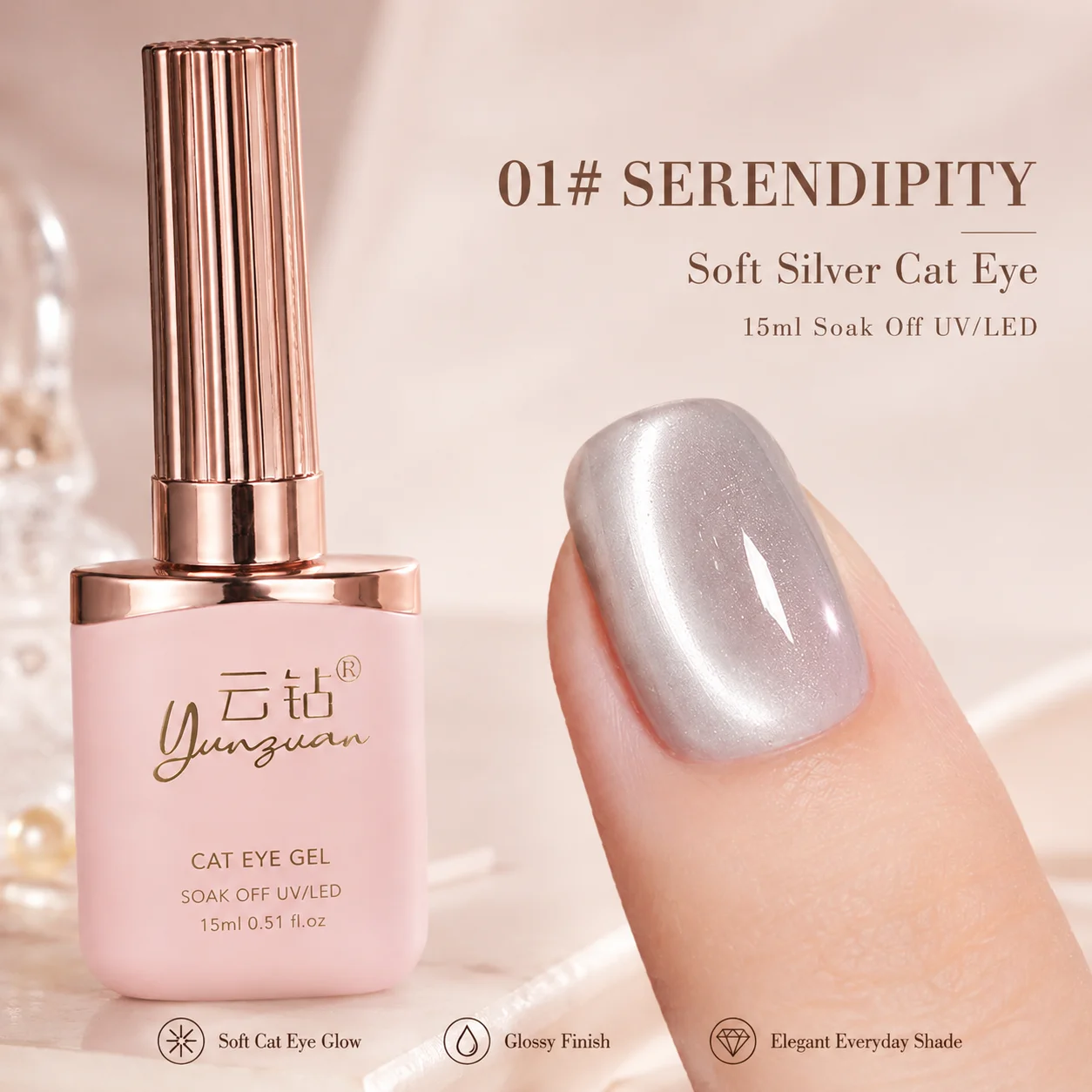 15ml Silver Lilac Cat Eye Gel  - Nail Art Lilac recension och pris