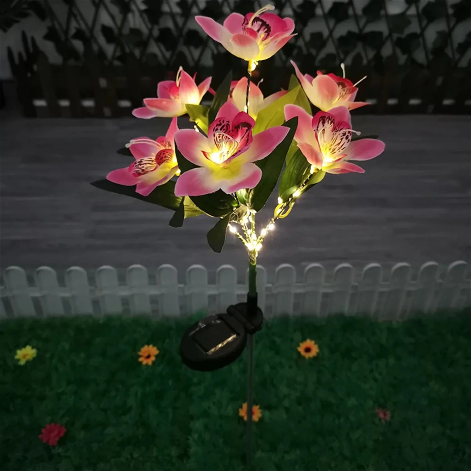 Solar Orchid Lights LED landscape Lamp Outdoor Waterproof Lawn Lamp for Villa Aisle Corridor Garden Holiday Christmas Decoration