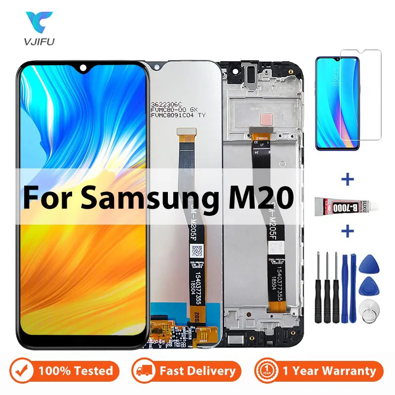 

Display For Samsung Galaxy M20 M205 M205F M205G/DS LCD Touch Screen Digitizer Assembly Replacement Parts + Free Repair Tools