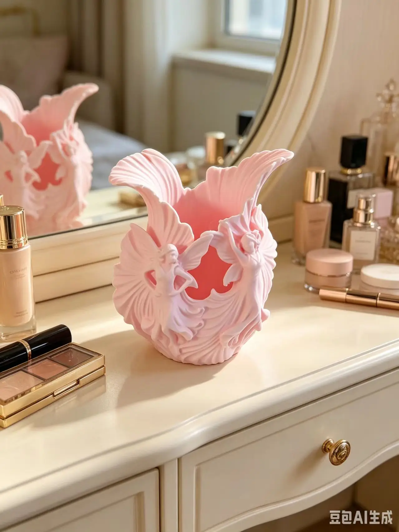 Flower Elf Vase Creative Pen Holder Makeup Storage Dressing Table Cosmetics Desktop Flower Arrangement Storage Box Ornament