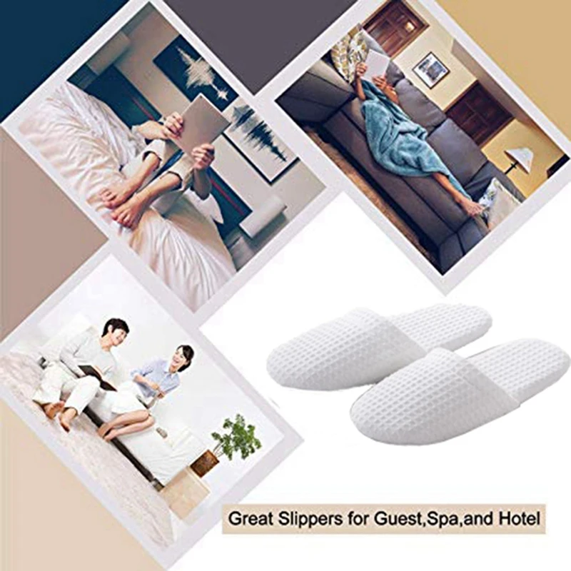 NEW-10 Pairs Closed Toe White Slippers-Suitable For Most Men And Women, Suitable For Spas, Party Guests