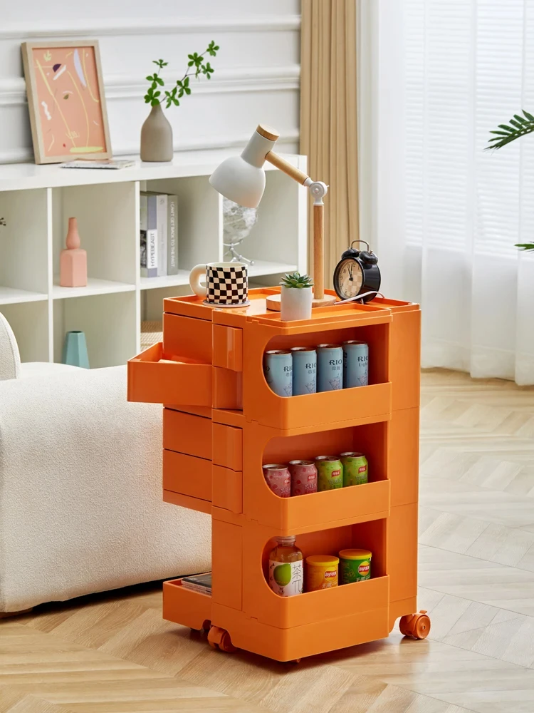 Minimalist trolley storage cabinet with large capacity, detachable and rotating multifunctional storage rack YX647TB