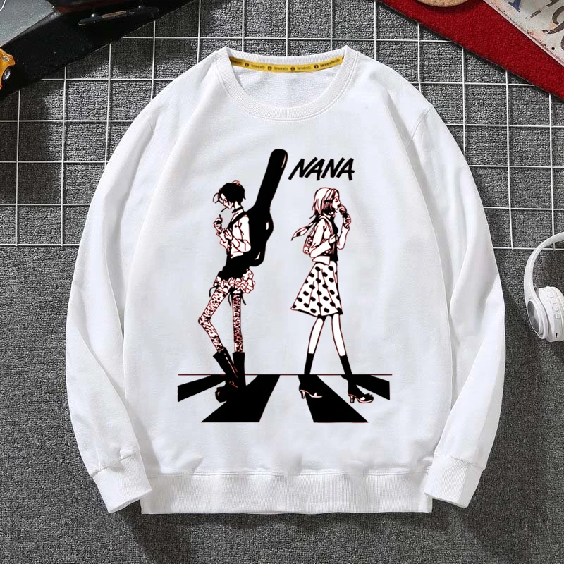 Nana Anime Hoodies Autumn Sweatshirt Men Hip Hop Hoodie For Men Classic Hoody Pullover Tops white