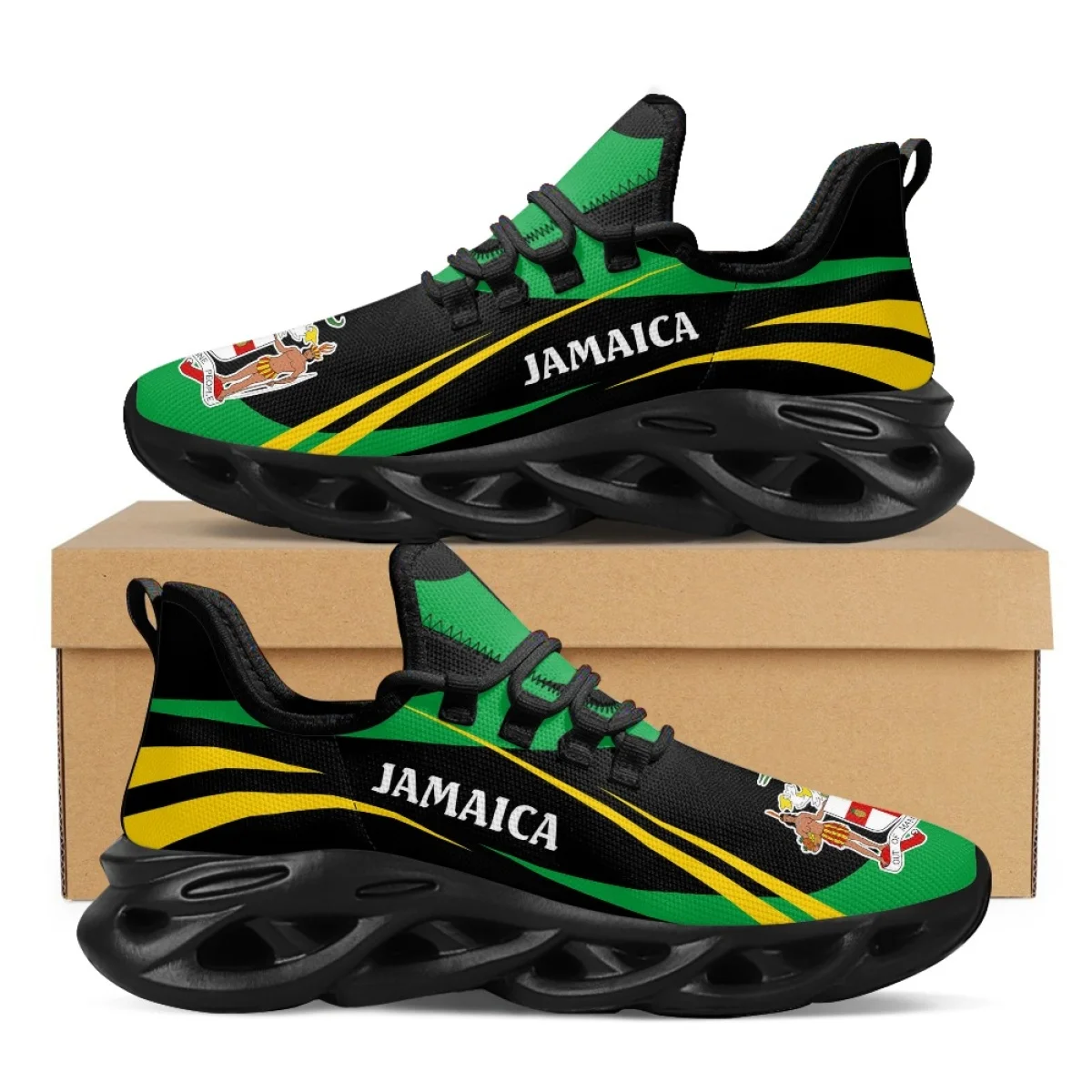 Jamaica Flag Print Sneakers Women\'s Outdoor Sports Running Shoes Breathable Soft Footwear Trainer Fashion Casual Shoes for Men