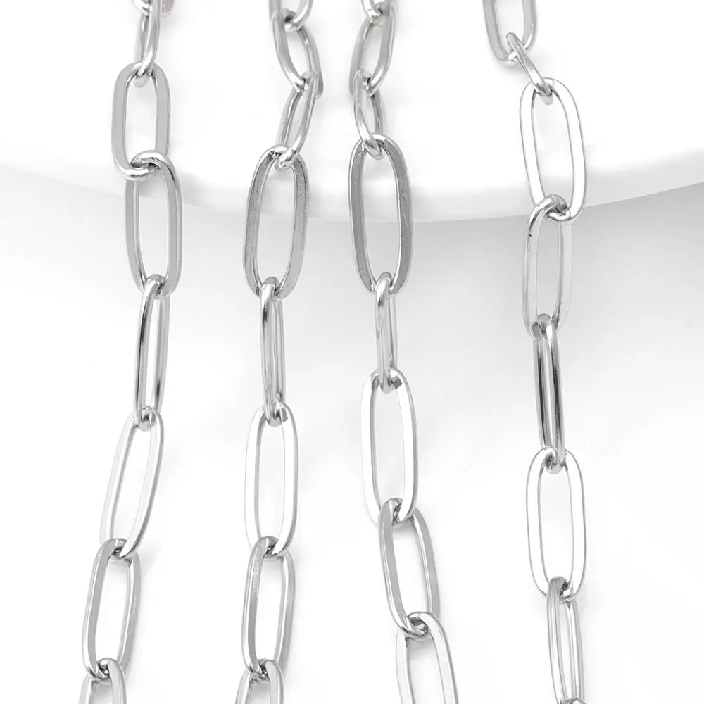 الذهب اللون الفولاذ المقاوم للصدأ طويل البيضاوي الشكل قلادة سلاسل أساور سلاسل المجوهرات عالية الجودة Diy بها بنفسك صنع المجوهرات والاكسسوارات