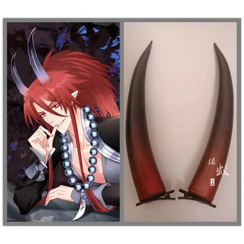 

New Arrival Anime Taotie Cosplay Horns Red Black Magic Horns Headwear Cosplay Props Accessories Hair Clip Halloween Cosplay