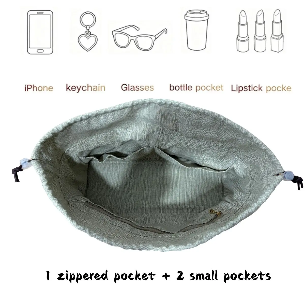 （Handmade）Drawstring Canvas Bag Organizer Insert for LEW Font Tote Straw Woven Bag Support Liner Bags Accessories