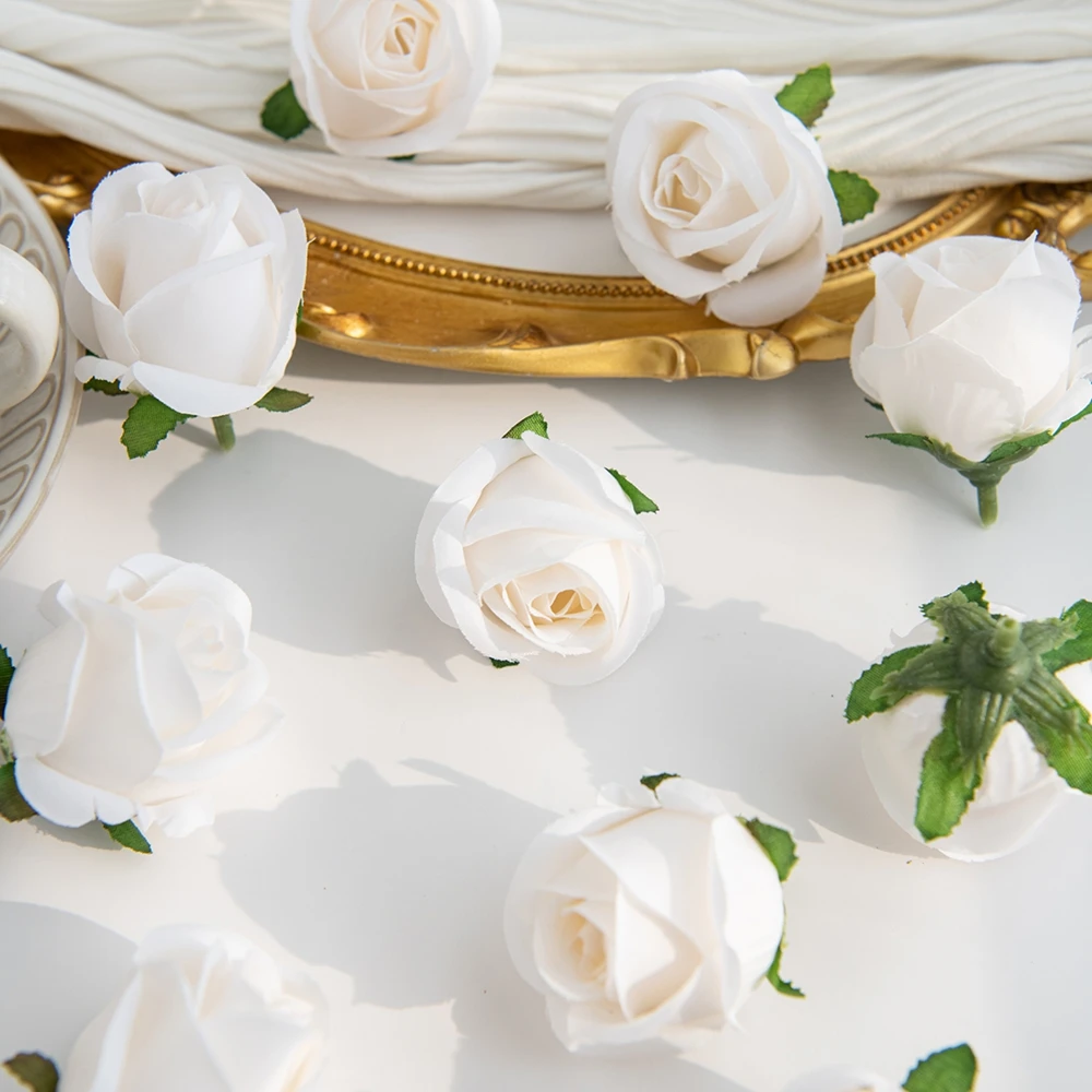 30/60 stuks Kunstbloemen Zijden Rozen Hoofd Bloemstukken Bruiloft Jurk Decoratie Festival DIY Cadeaus Snoepdoos Knutselwerk Haaraccessoires