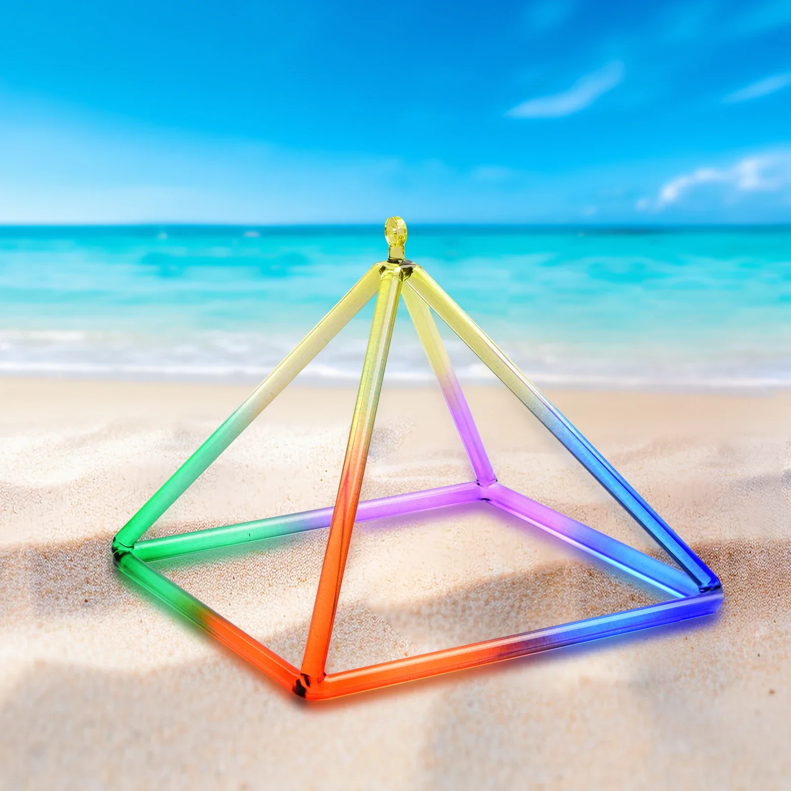 STAR LINKUP Colored Crystal Singing Pyramids Clear Quartz Crystal Sound Pyramid for Musical Instrument