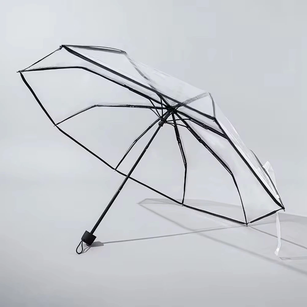 Online Celebrity Thickened Fashion Transparent Umbrella. Manual Portable Folding Umbrella Household Essential Umbrella