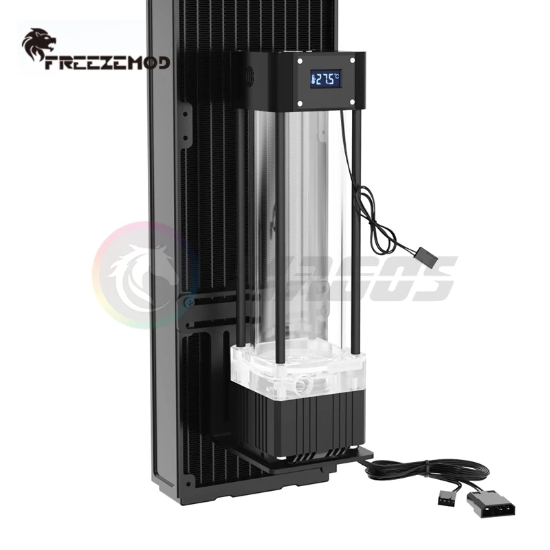 FREEZEMOD AIO pompa + zestaw zbiornika zintegrowany z wyświetlaczem temperatury VA ekran LCD temperatura zbiornik na wodę Combo PUB-FS6WX