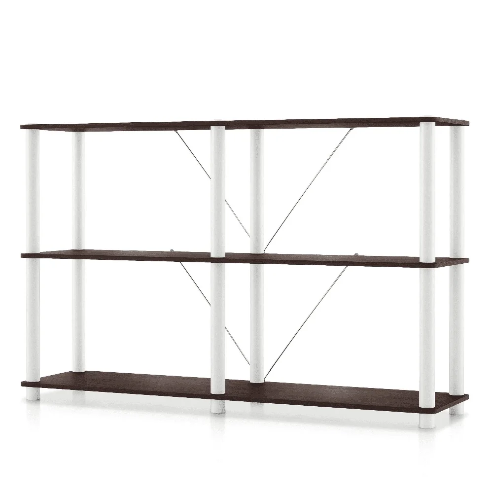 Modern 3-Tier Open Display Shelf Bookcase Espresso Storage Organizer Living Room Office Easy Assembly 47 Inch