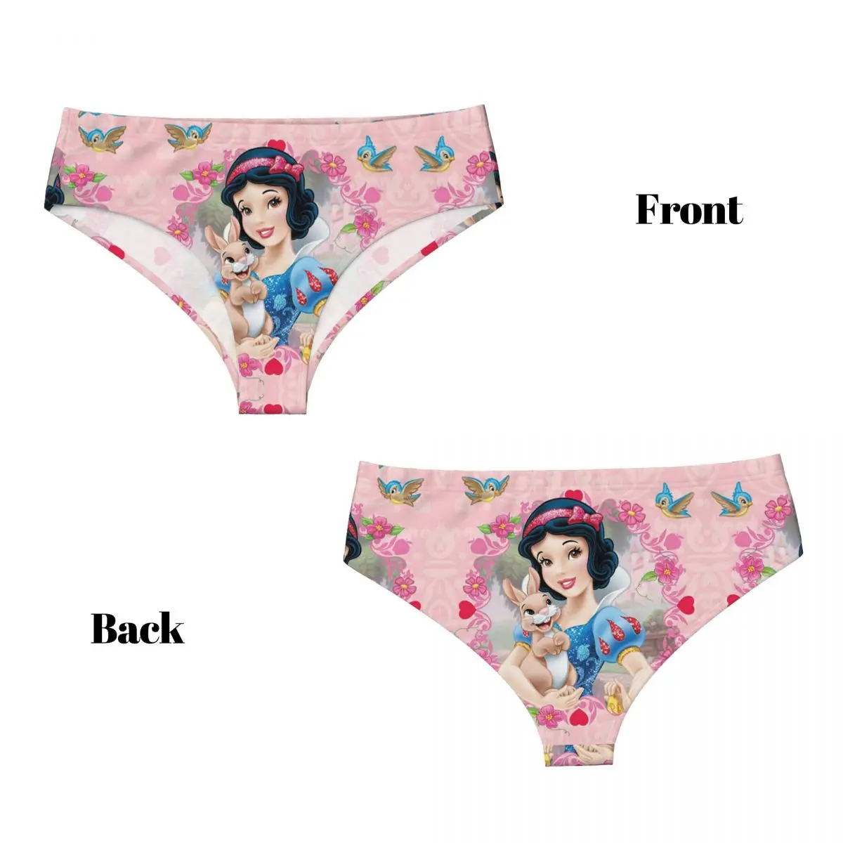 Custom Women\'s Princess Snow White Brief Panties Female Stretch Underwear Underpants