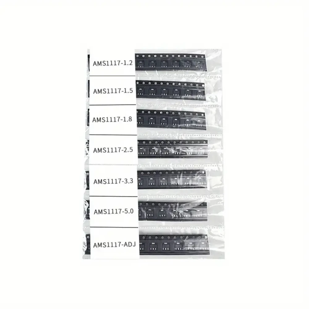 70pcs AMS1117 SOT-223 Kit Including 7 Values 1.2V 1.5V 1.8V 2.5V 3.3V 5V Low Dropout Voltage Regulator SMD Transistor Each 10pcs