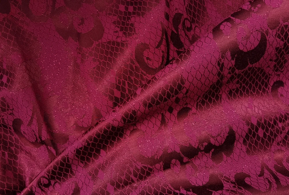 49\'\' Wide By Meter Vintage Coat Jacket Suit Material Burgundy 3D Embossed Jacquard Fabric Polyester Cotton
