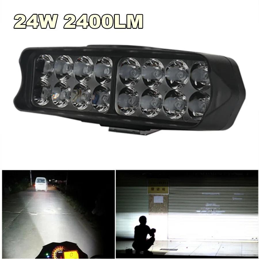 Universal 24W 2400LM LED Work Light Bar Fog Spotlight Headlight Driving Lamp for 12-85V Car Truck Offroad