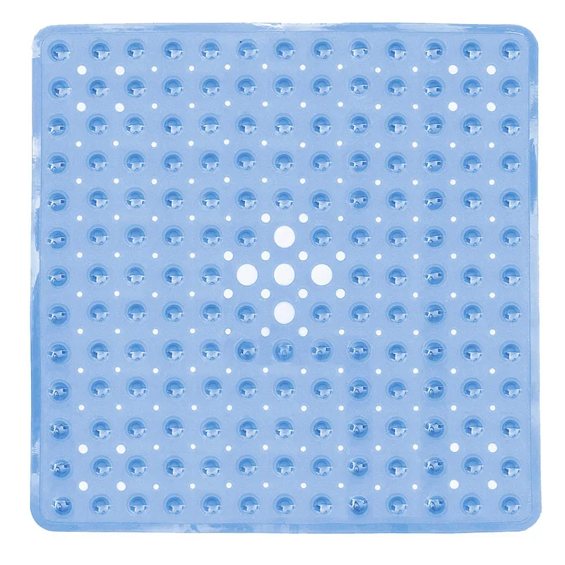 53*53cm Square Bath Shower Tub Mat for Bathroom Non Slip Bathtub Mats with Suction Cups Drain Holes Machine Washable