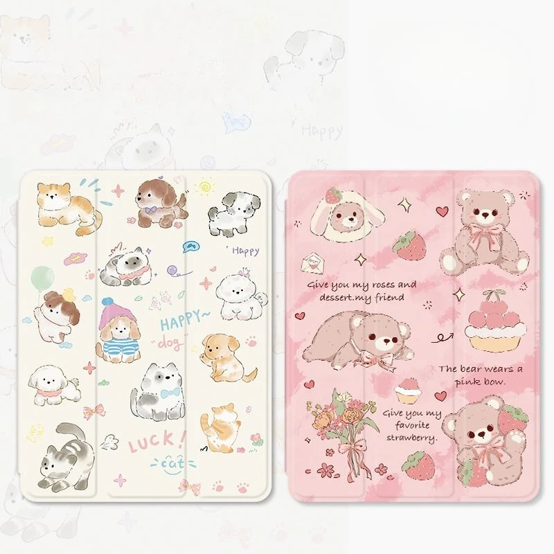 Plush Teddy Bear Smart Stand Case Cover for Xiaomi Pad 7/7Pro 8/8Pro 11.2 Xiaomi Pad 5/5Pro 6/6Pro 11 Inch Redmi Pad SE 11 Inch