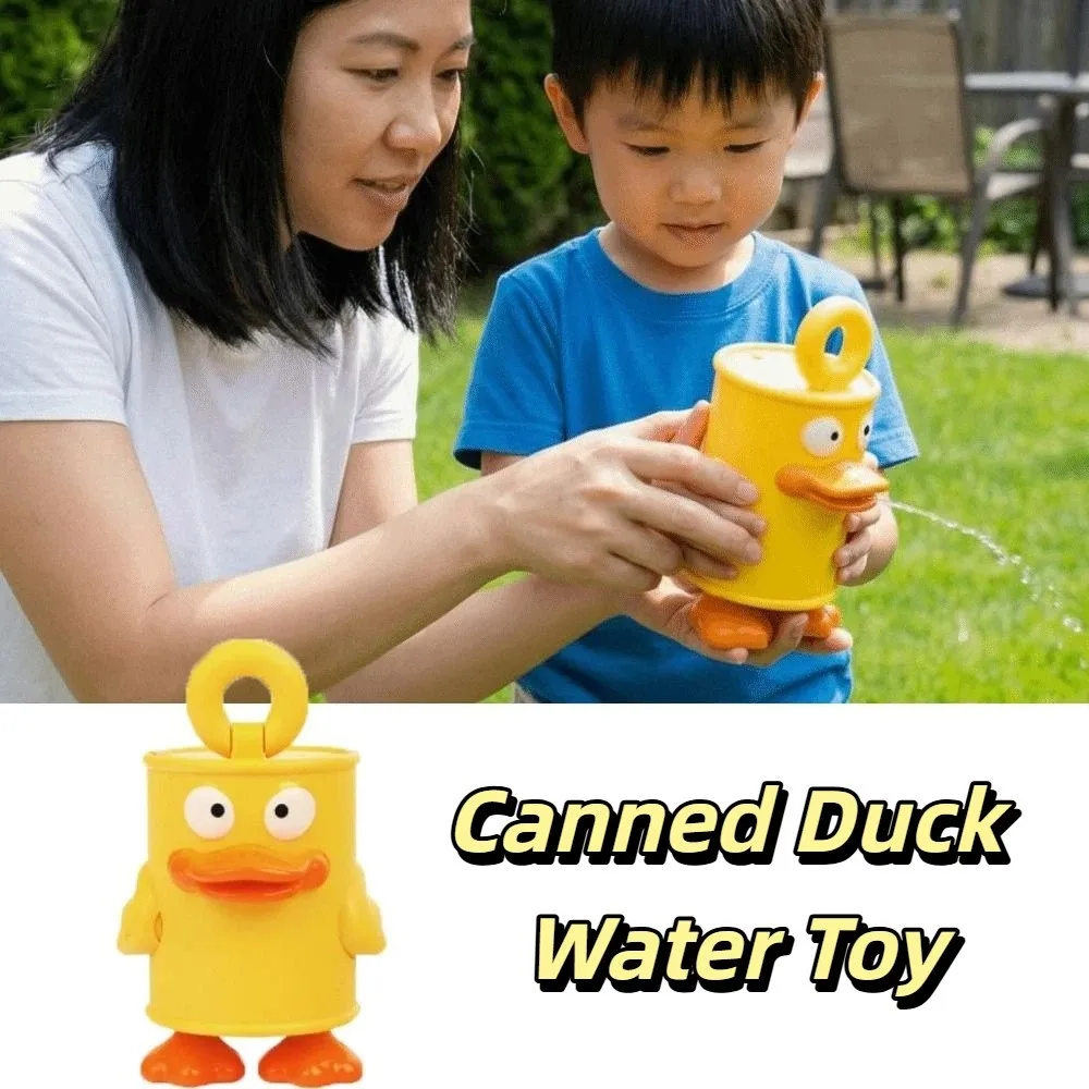 Cute Design Duck Water Toy Plush Material Tin Can Beach Water Fight Spraying Function Mini Size Water Spray Toy Children Bathing