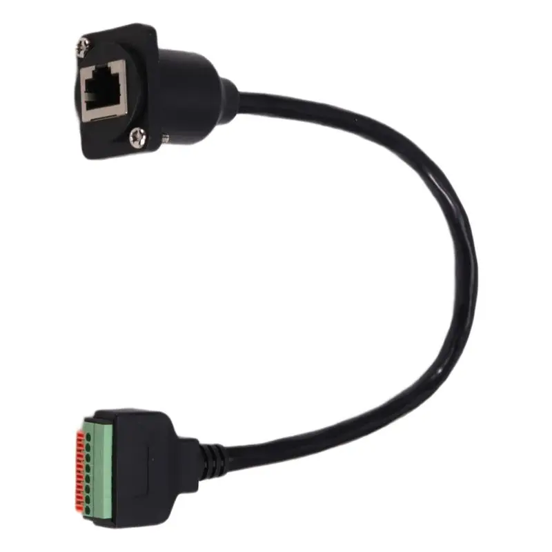 D Type RJ45 8P8C Female Panel Mount To Solderless Terminal Block Cable RJ45 Ethernet To Spring Terminal Cable-AEF7