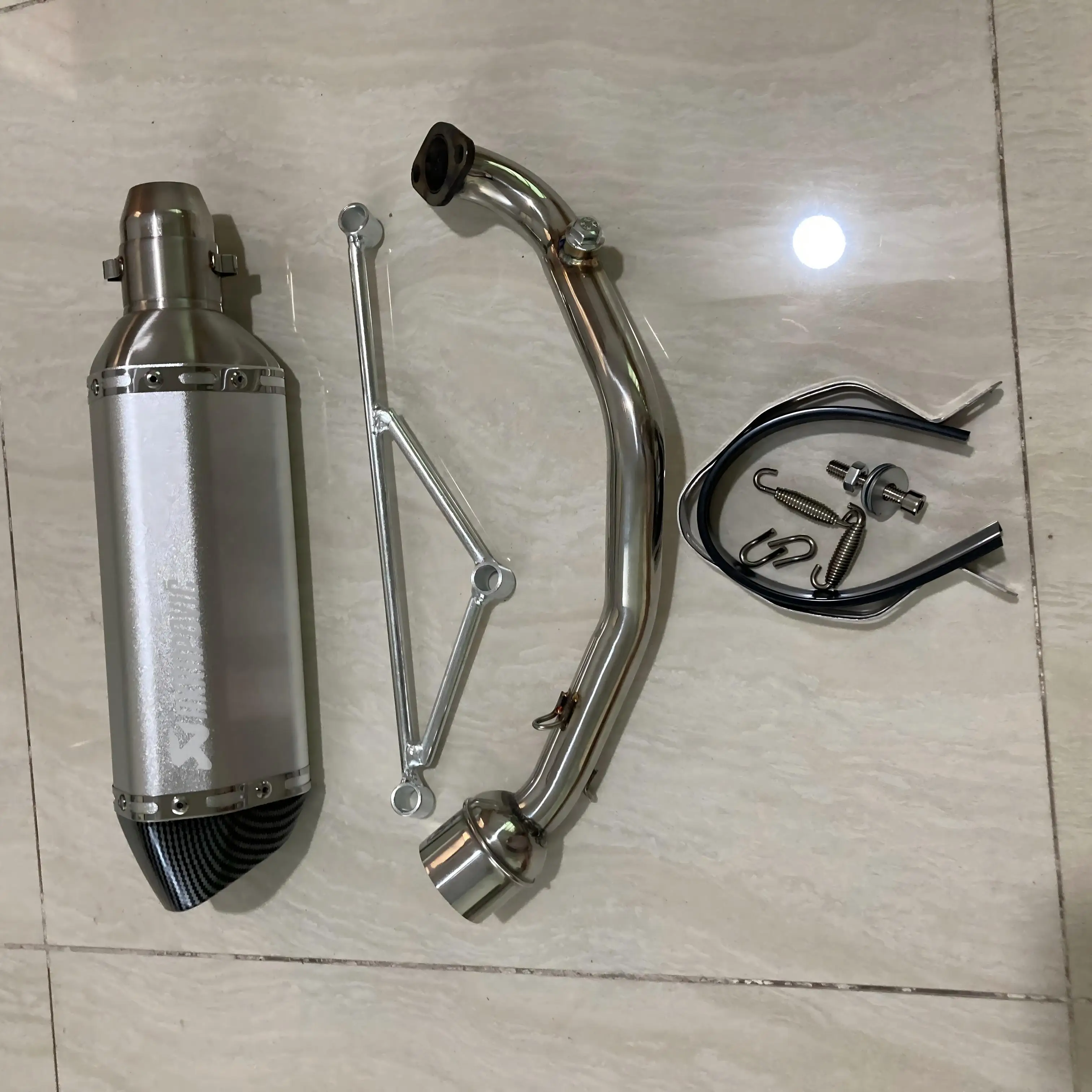Motorcycle Exhaust Full System Front Section 51mm Hexagonal Rear Section for Yamaha GY6 125 150 Ghost Fire Scooter Modification