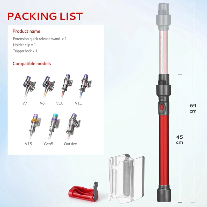 Varita extensible AC66 para aspiradora inalámbrica Dyson V7 V8 V10 V11 V15, accesorio versátil de repuesto para aspiradora -A
