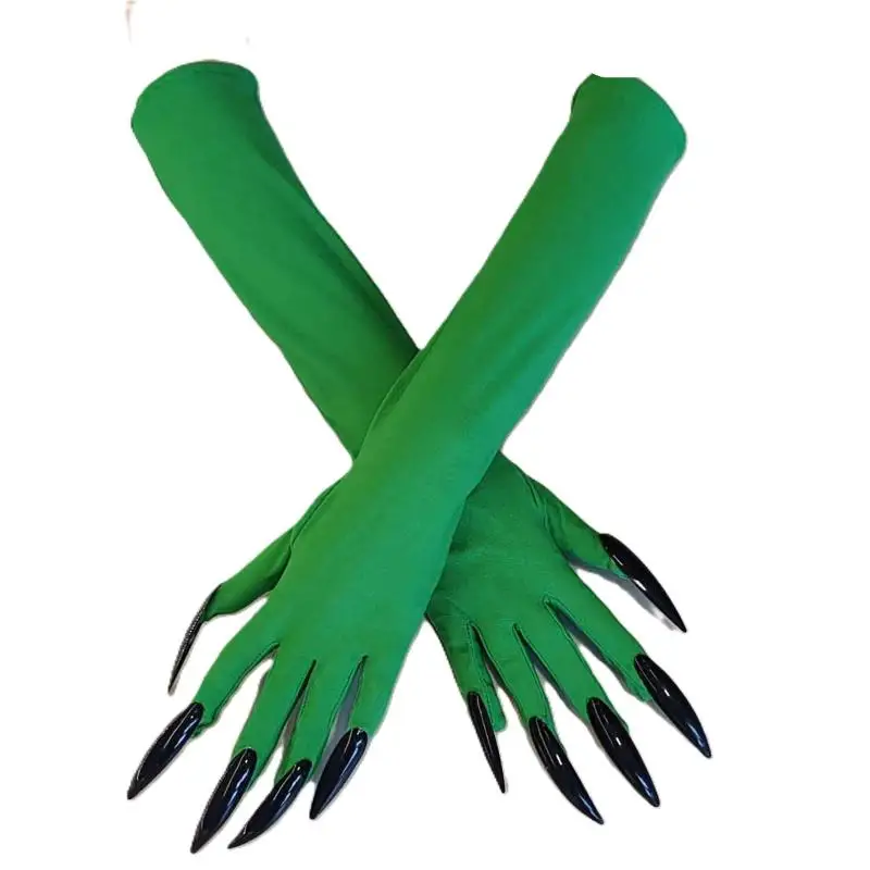 43CM Frauen Scary Claw Lange Nagel Elastische Fäustlinge Halloween Teufel Geister Krallen Handschuhe Party Cosplay Leistung Kostüm
