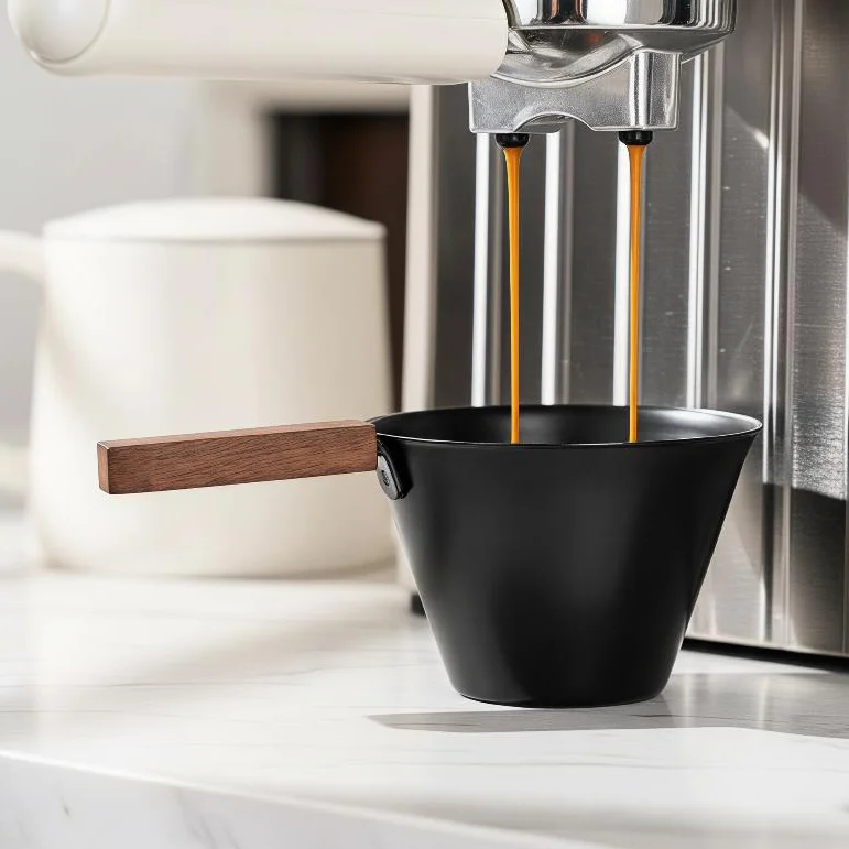 100ML Stainless Steel Espresso Measuring Cup V-shaped Spout Coffee Mug With Scale And Handle