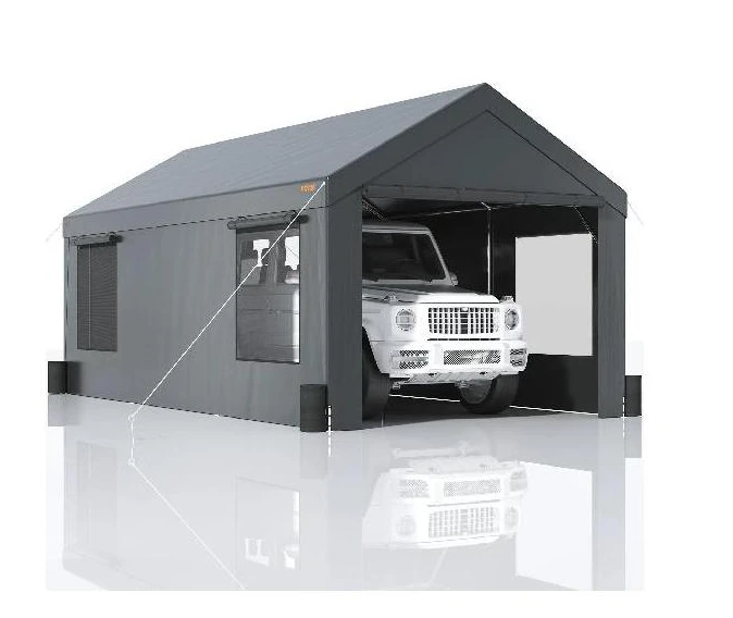 Carport 10x20ft/12x20ft Heavy Duty Car Canopy Waterproof Garage with Roll-up Ventilated Windows & Removable Sidewalls