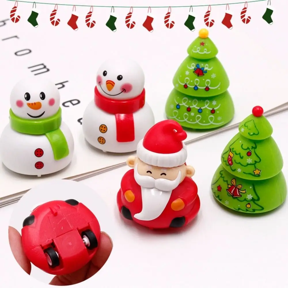 Christmas Tree Christmas Pull Back Car Decoration Cartoon Snowman Car Toys Plastic Cute Santa Vehicle Gift Bag