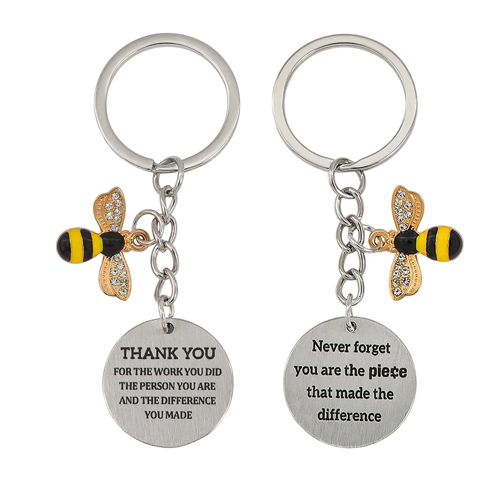 Teacher Appreciation Keychains with Engraved Charms, 4PCS