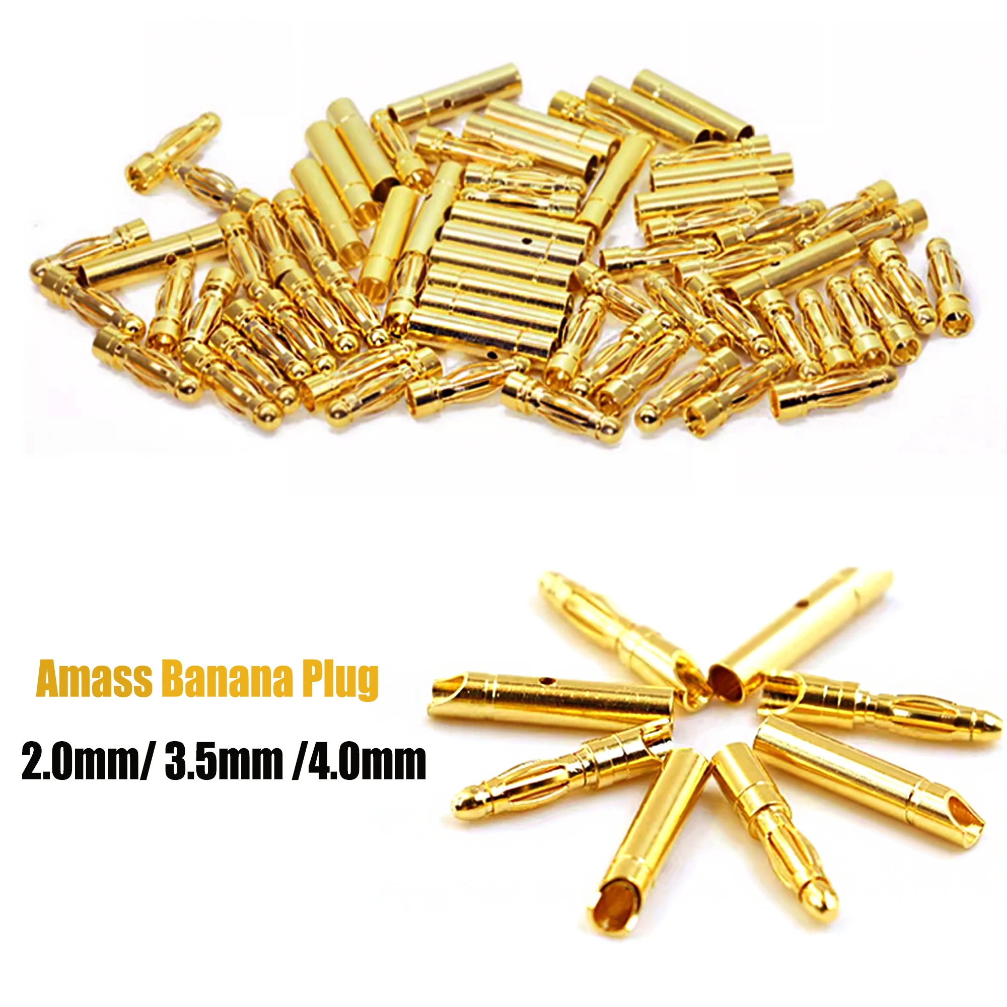 

Banana Plug 2.0mm/ 3.5mm /4.0mm Bullet Connector Gold Plated Male Female Bullet Banana Plug Connector For ESC Battery Motor