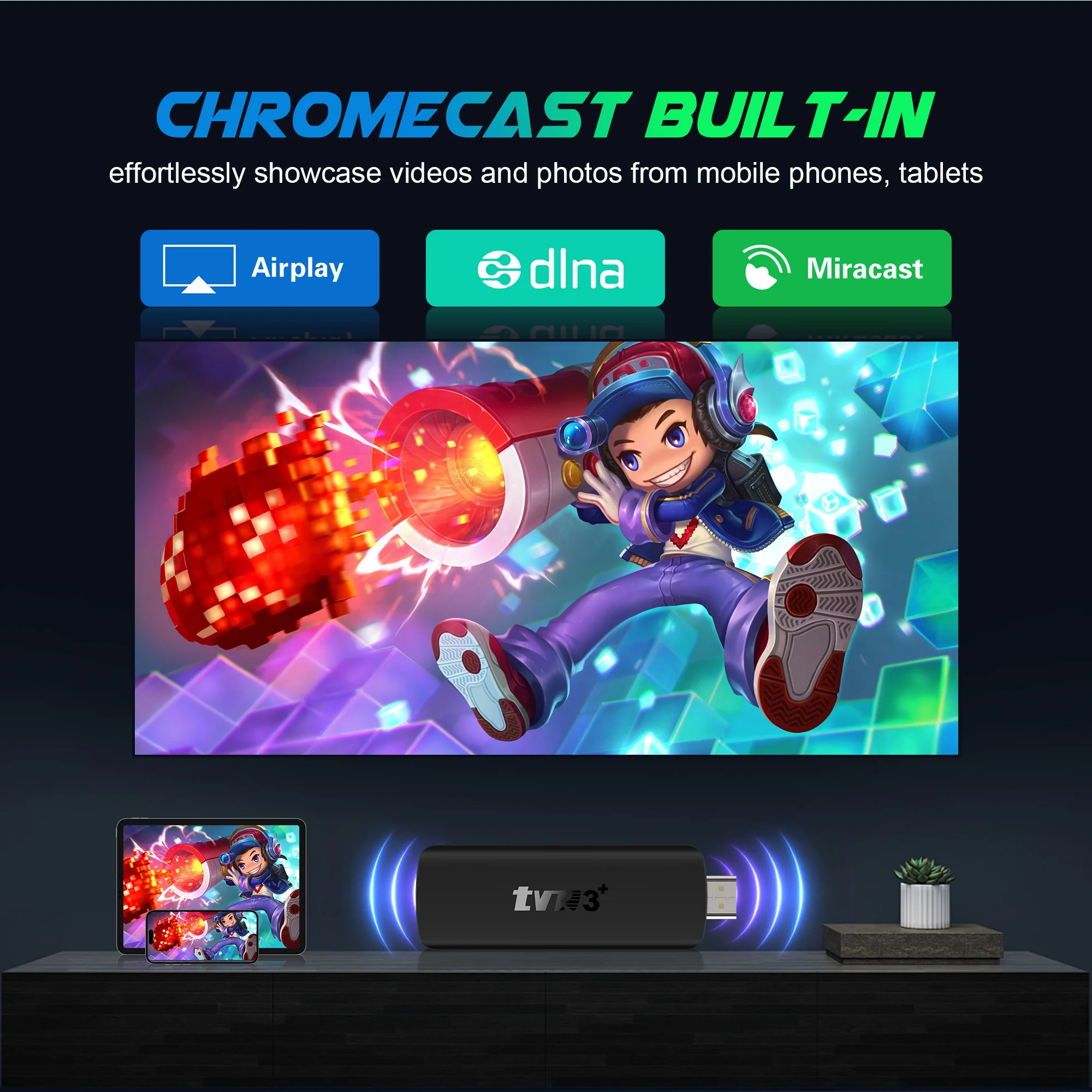 TVR3+ RK3518 Mini TV Stick Android 14 Quad Core Smart TV Box 2GB 16GB 8GB Wifi6 BT5.0 4K@60fps HD Google Voice Media Player