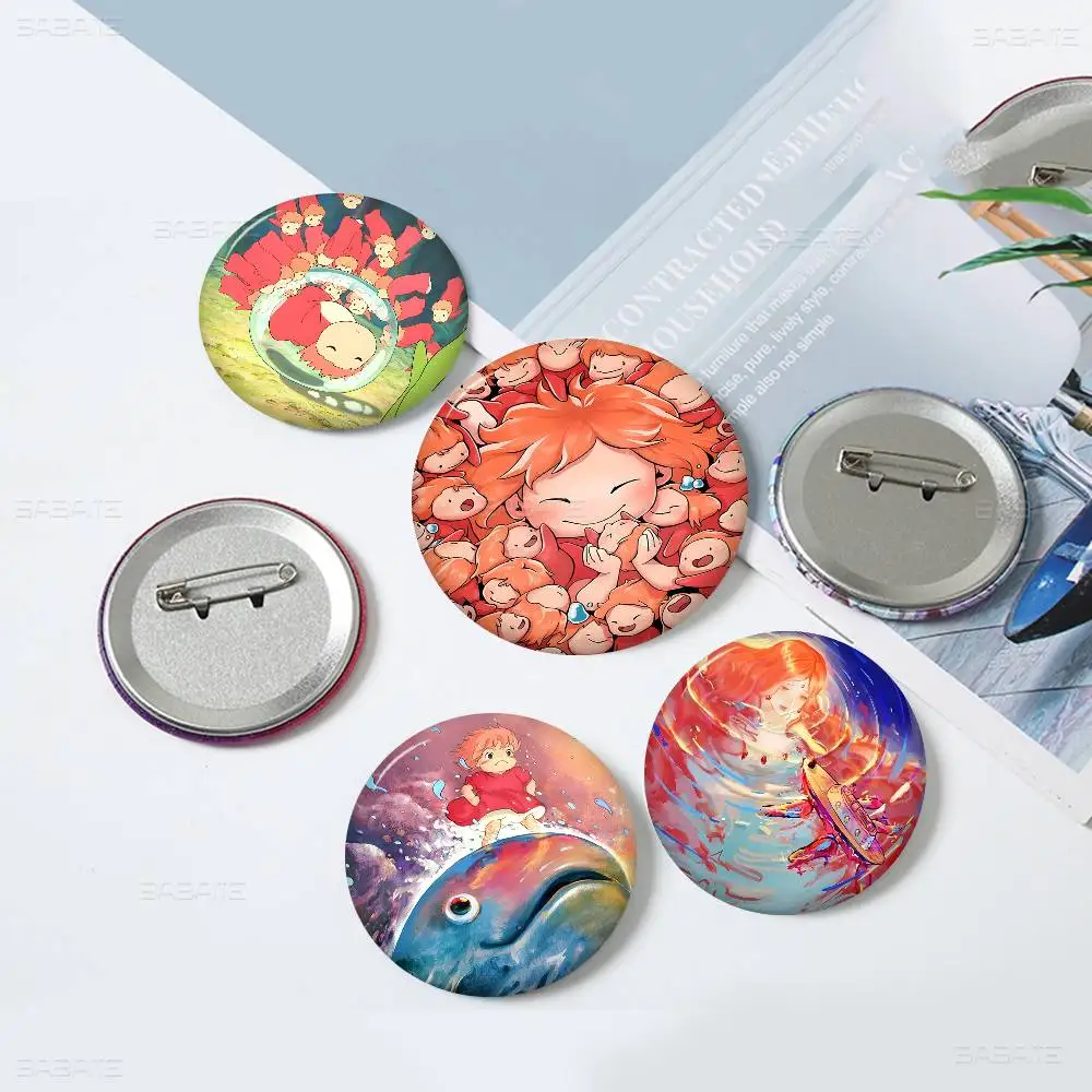 Broches de Anime Studio Ghibli P-Ponyo, Lindos Broches de Dibujos Animados, Pin para Solapa de Chaqueta y Jeans, Accesorio de Regalo