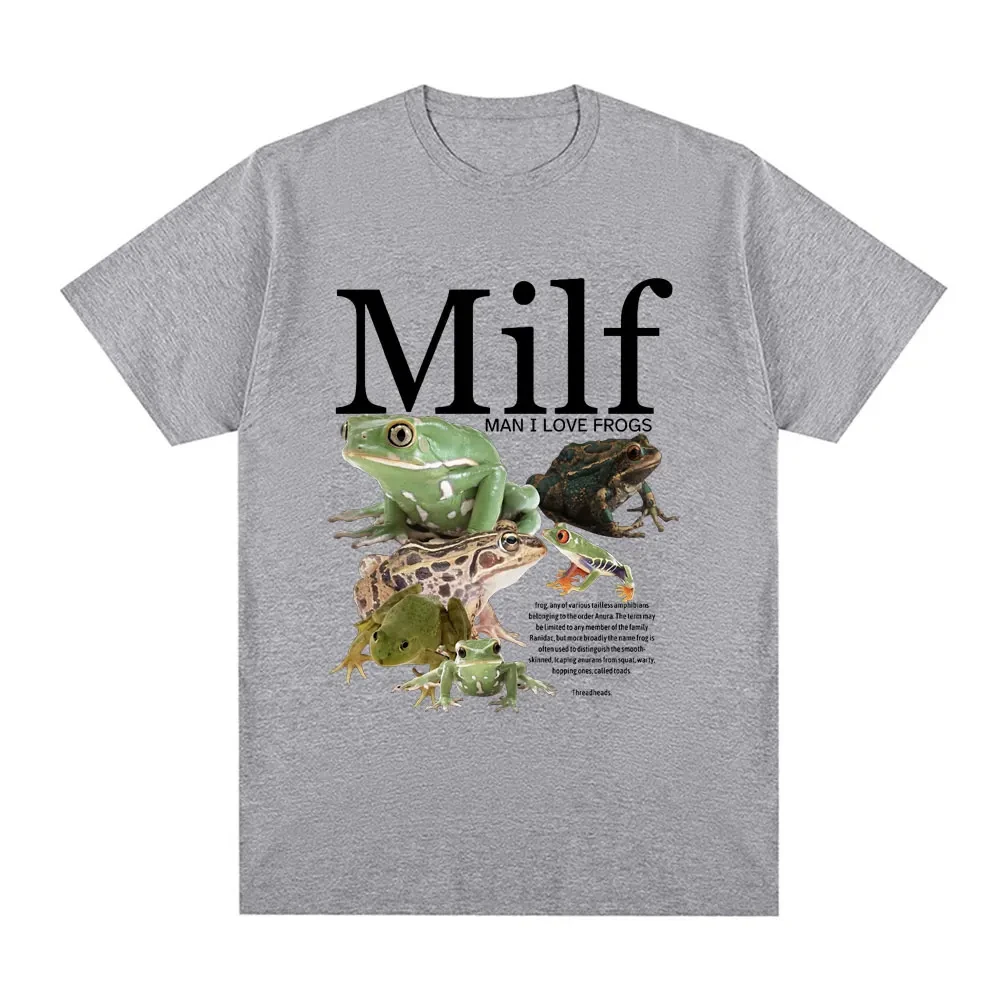 MILF Man I Love Frogs T Shirt Funny Frog Amphibian Lovers Vintage Unisex T-shirts Men Cotton Oversized Short Sleeve Tee Shirt