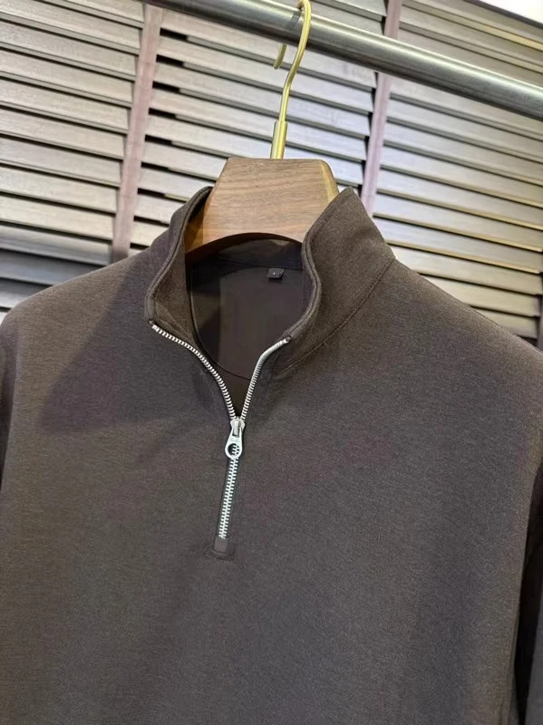 

LP Italian wool modal lapel half zipper long sleeve polo shirt 25AW