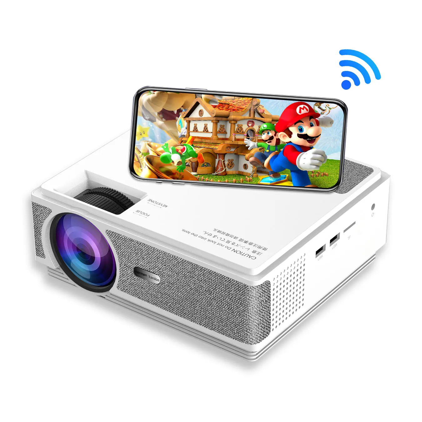 Android 9.0 Mini Video Projector 1080P 4K Support LED Lamp Manual Focus HIFI Stereo Digital Keystone Correction Portable US Plug