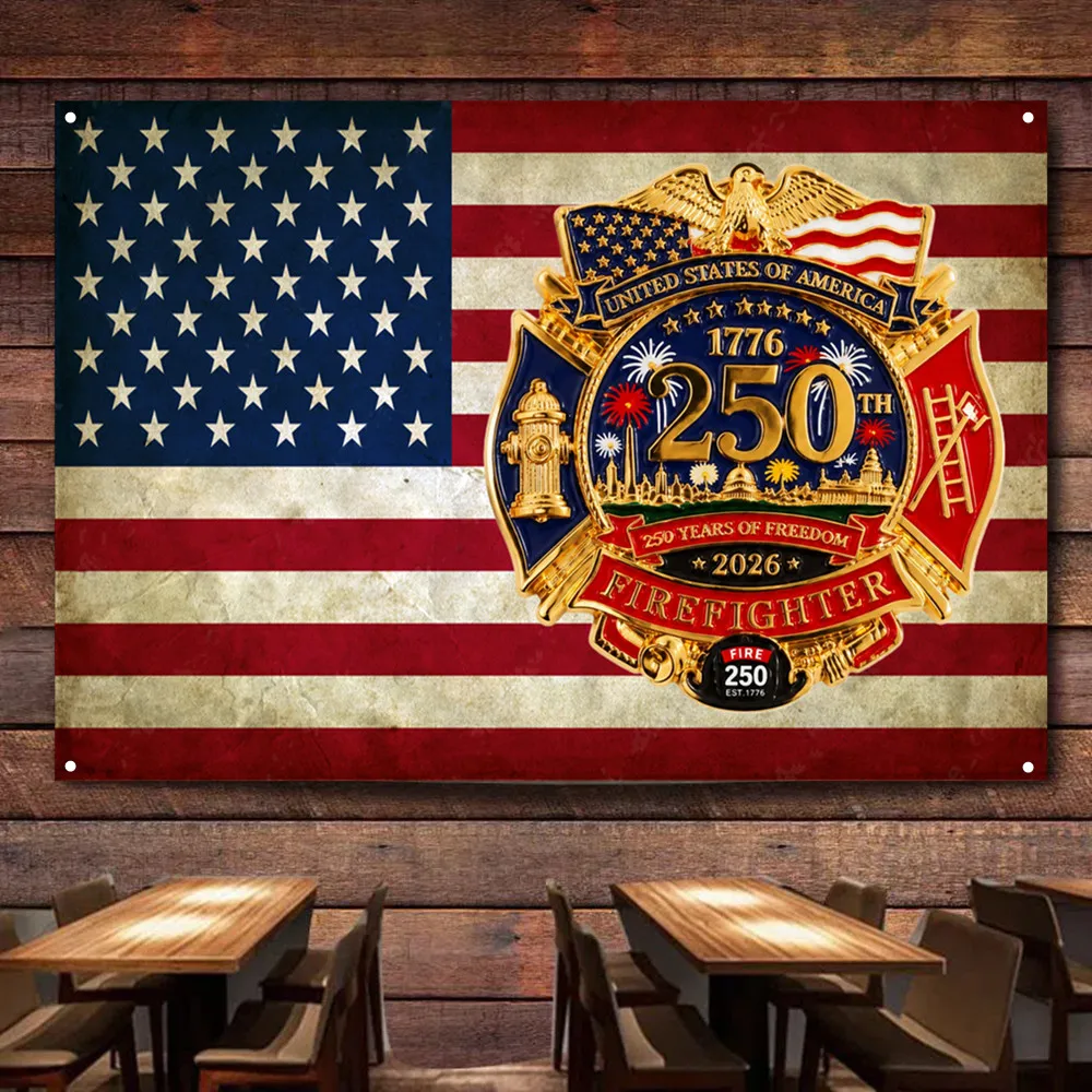250 YEARS OF FREEDOM Tapestry Canvas Poster Print Vintage American Flag Wall Art Hanging Banner Home Decor Gifts for Veterans