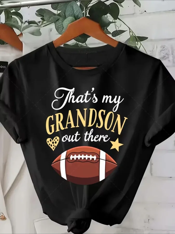 Football Grandma T Shirt Thats My Grandson Out There Slogan Graphic Tee Women Casual Sports Game Day Shirt Family Matching Top