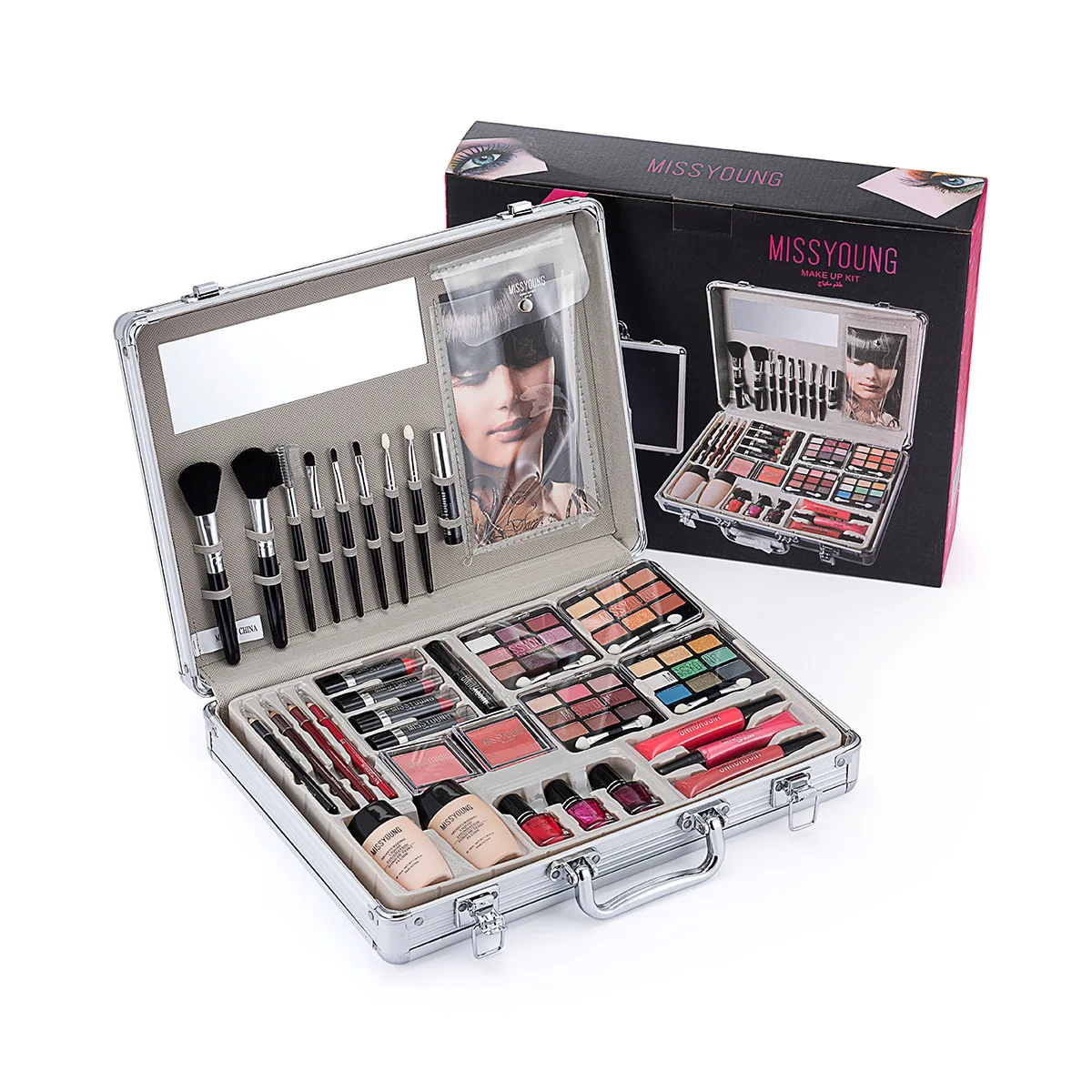 Makeup Gift Set for Women Full Kit Eyeshadow Eye Shadow Palette Foundation Lip Gloss Lipliner Blush Brush Multifun Make Up Tool