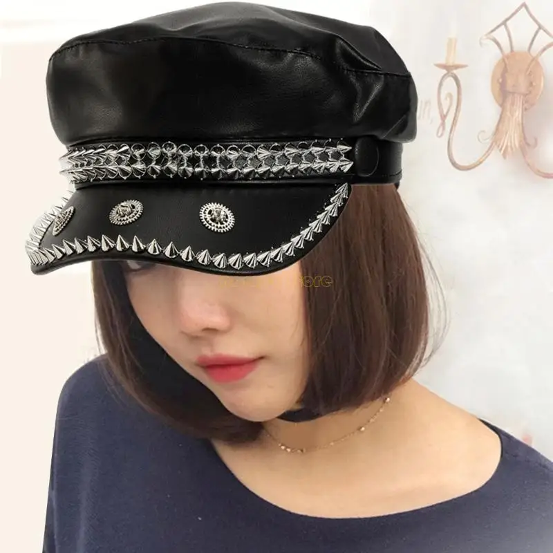 31BF Punk Studed Baseball Hat القبعة القابلة للتعديل حجم القطن خفيف الوزن للحفلات الموسيقية والمهرجانات