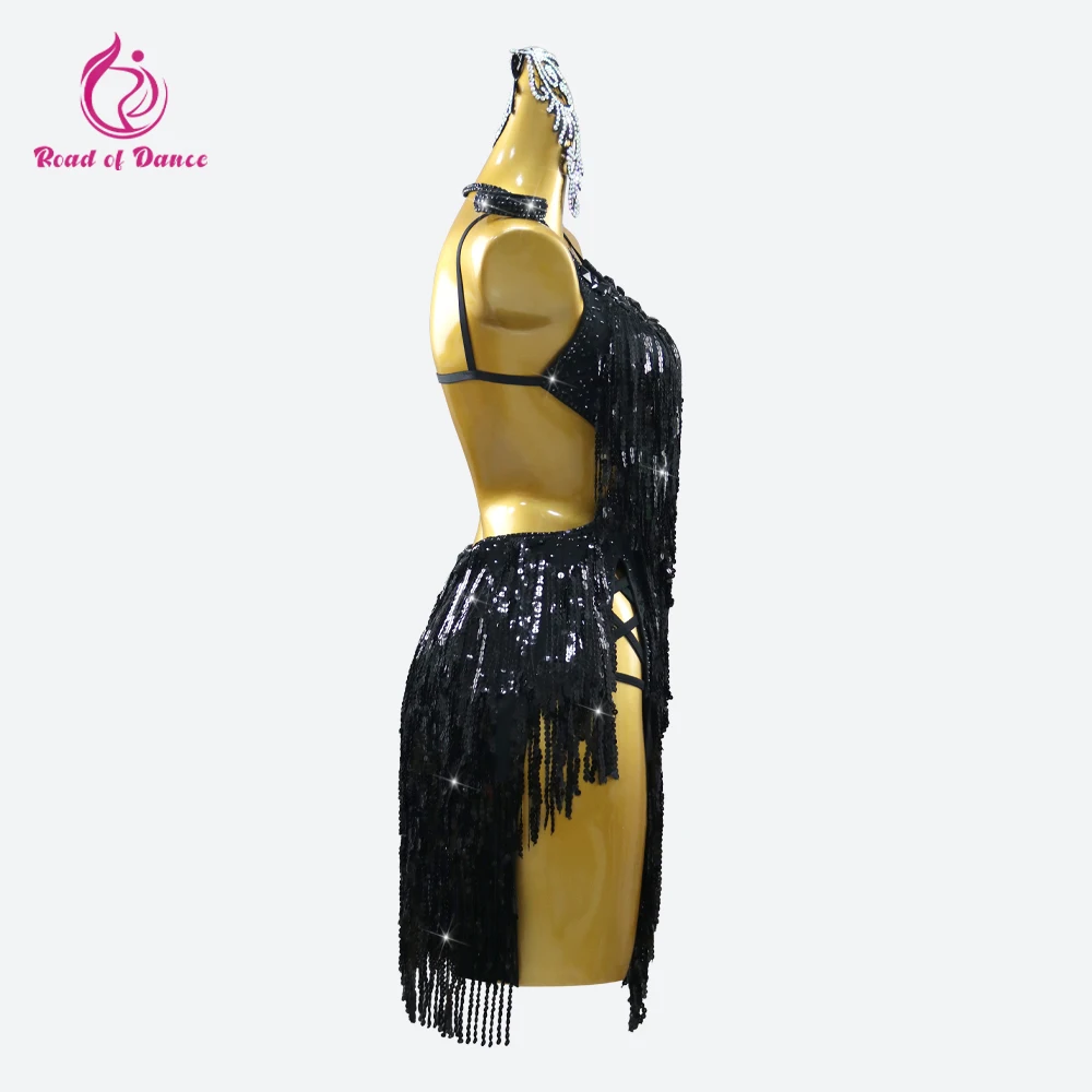 Latin Dance Suit Clothes For Girls 2025 Party Prom Skirt Parties Dress Elegant Women's Fringe Midi Outfit Practice Sport Costume image 4