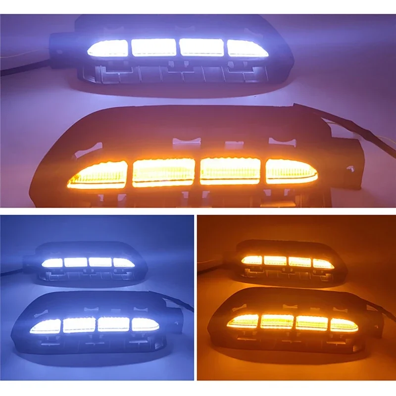 1Pair Car LED Fog Light Daytime Running Light Sequential Flash Turn Signal Lamp For Kia Sportage X-Pro 2023 2024