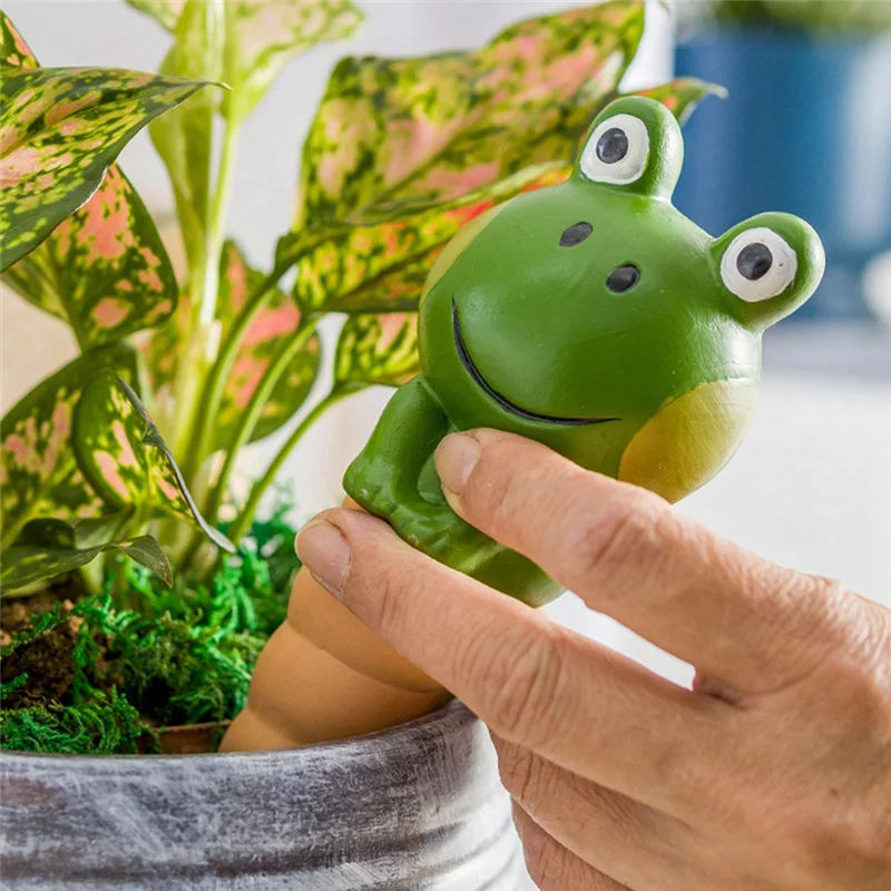 

ALIM-4Pcs Cartoon Frog Automatic Clay Watering Stakes Plant Dripper Device Terracotta Potted For Indoor Outdoor Garden Yard