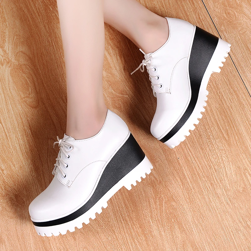 

2024 leather women's inner height-increasing shoes thick-soled muffin oxford shoes work casual high-heeled shoes women's loafers